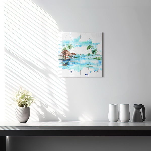 Reloj de pared cuadrado Cuadro isla desierta