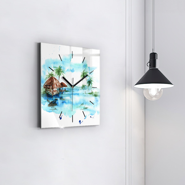 Reloj de pared cuadrado Cuadro isla desierta