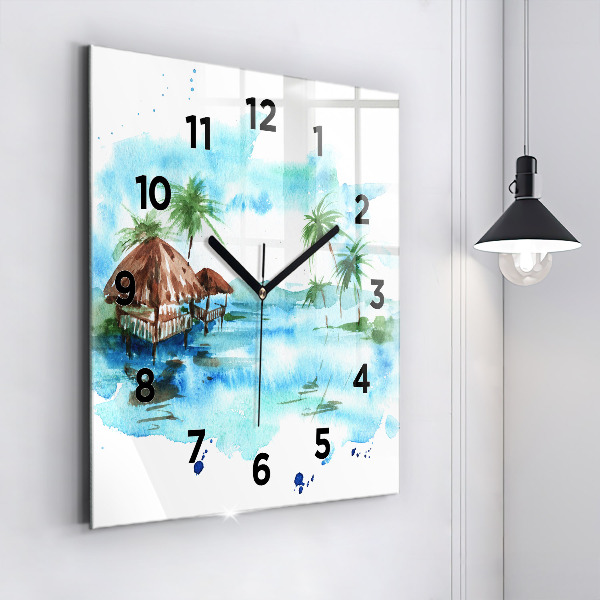 Reloj de pared cuadrado Cuadro isla desierta