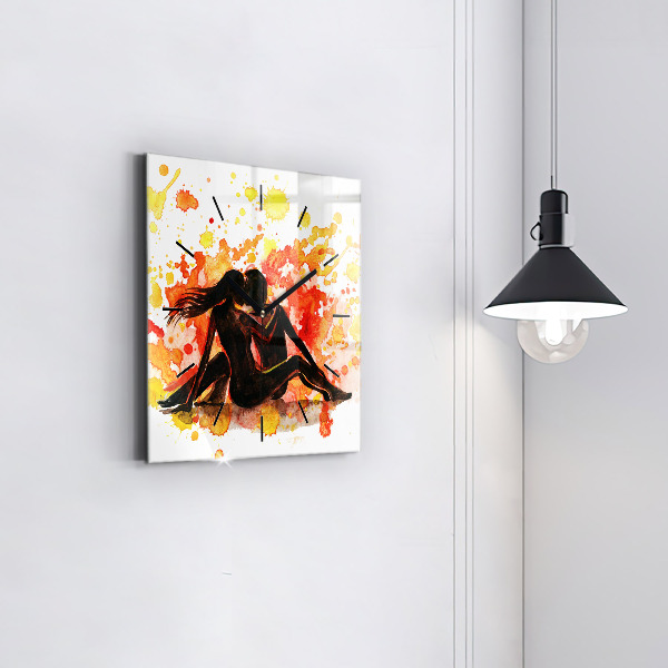 Reloj cuadrado Amor y una pareja de enamorados