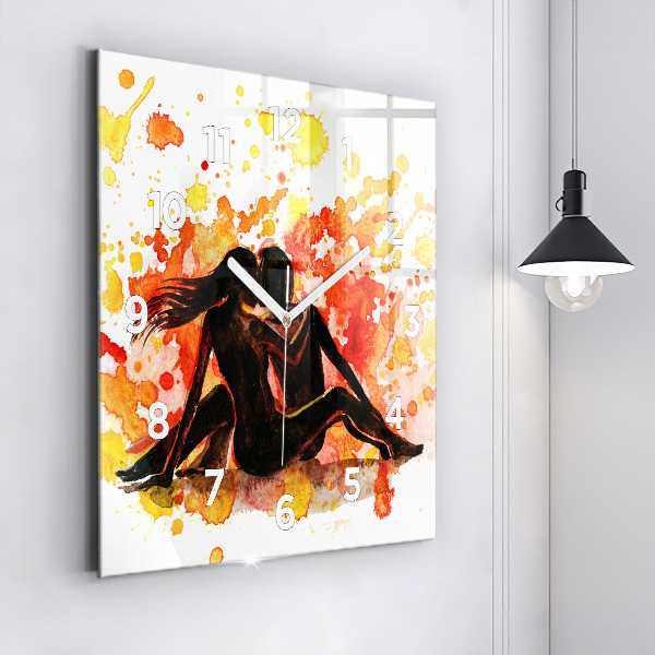 Reloj cuadrado Amor y una pareja de enamorados