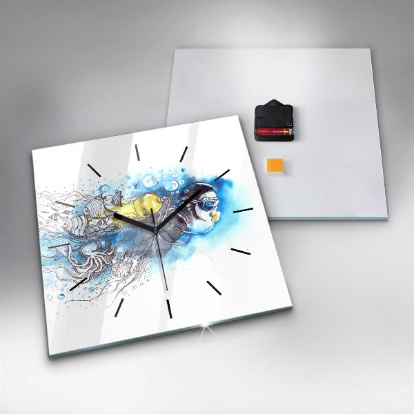 Reloj cuadrado Vida submarina de peces