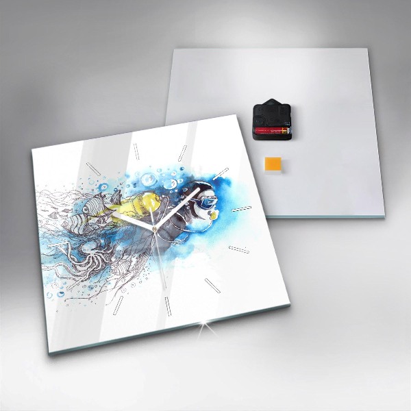 Reloj cuadrado Vida submarina de peces