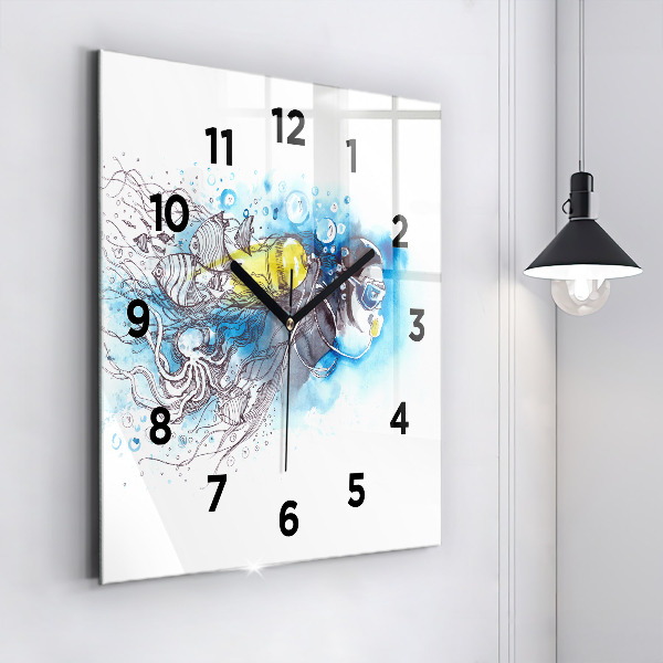 Reloj cuadrado Vida submarina de peces