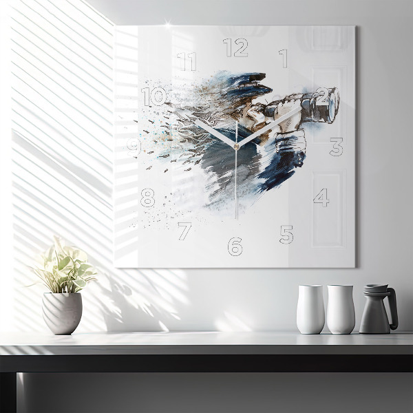 Reloj de pared cuadrado Capitán de barco con prismáticos