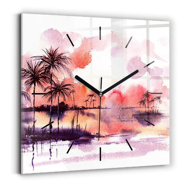 Reloj de pared cuadrado Paisaje tropical