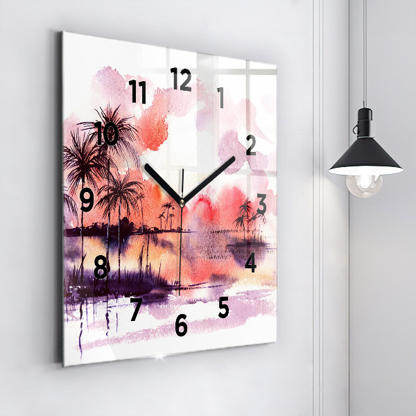 Reloj de pared cuadrado Paisaje tropical