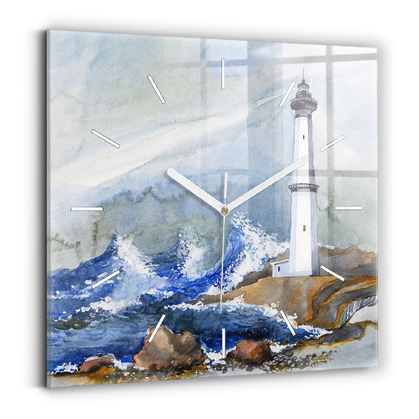 Reloj de pared cuadrado Mar y faro
