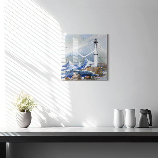 Reloj de pared cuadrado Mar y faro