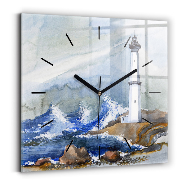 Reloj de pared cuadrado Mar y faro