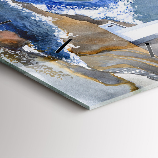 Reloj de pared cuadrado Mar y faro