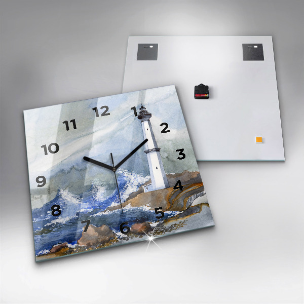 Reloj de pared cuadrado Mar y faro
