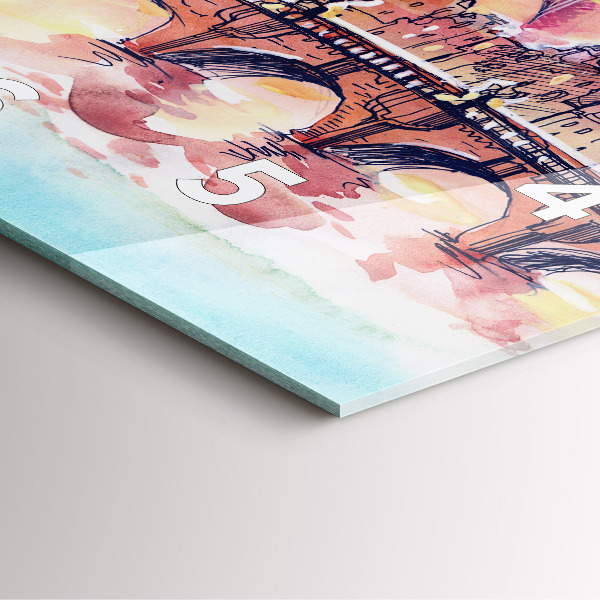 Reloj de pared cuadrado Paisaje pintado de París