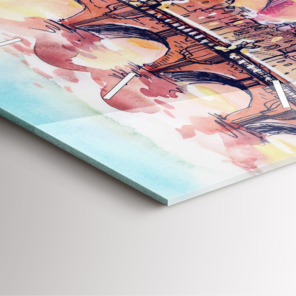 Reloj de pared cuadrado Paisaje pintado de París