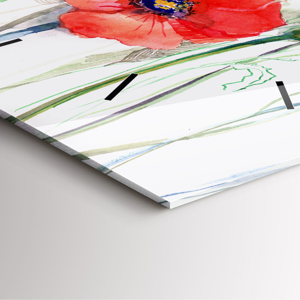 Reloj cuadrado Amapolas rojas pintadas