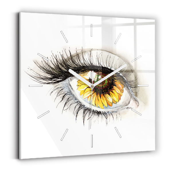 Reloj de pared cuadrado Girasol en el ojo