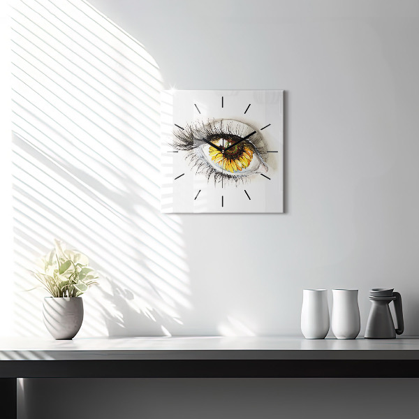 Reloj de pared cuadrado Girasol en el ojo