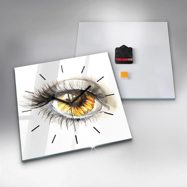 Reloj de pared cuadrado Girasol en el ojo
