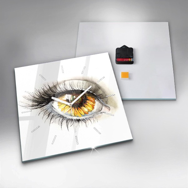 Reloj de pared cuadrado Girasol en el ojo