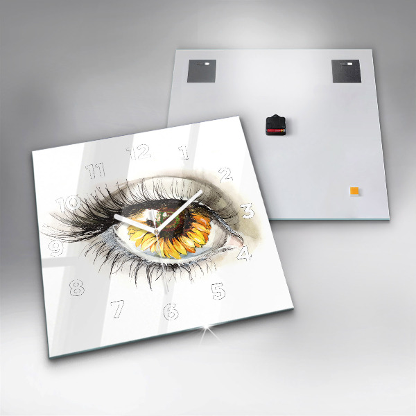 Reloj de pared cuadrado Girasol en el ojo