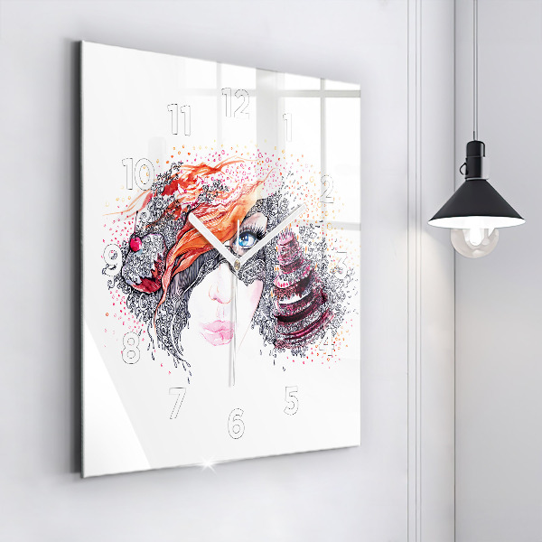 Reloj cuadrado Dulce mujer con pastel