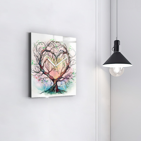 Reloj de pared cuadrado Árbol corazón naturaleza