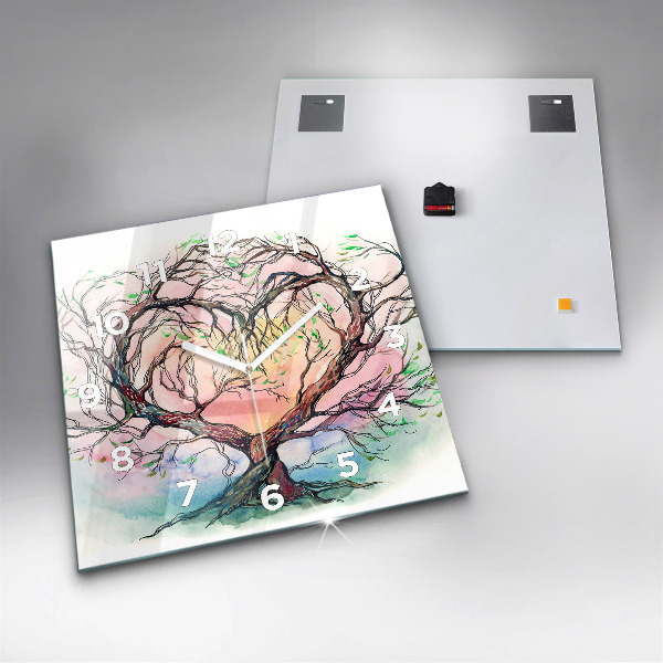 Reloj de pared cuadrado Árbol corazón naturaleza