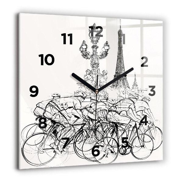 Reloj cuadrado Dibujo de una carrera ciclista