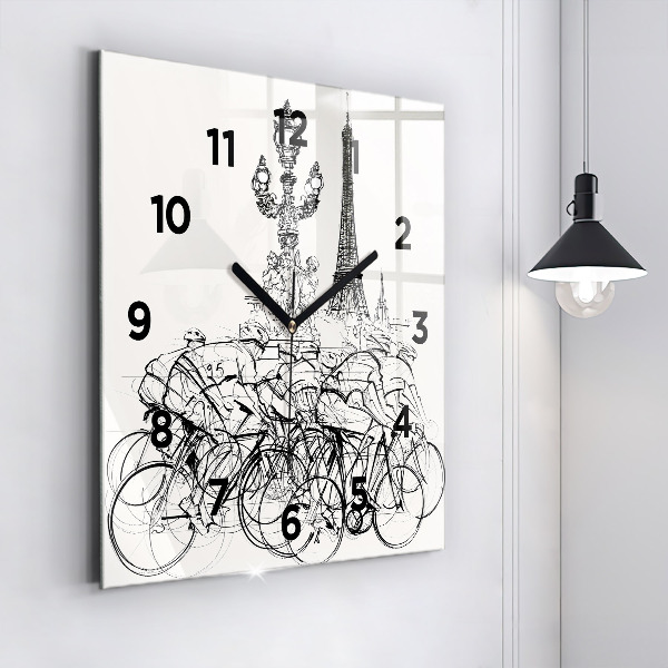 Reloj cuadrado Dibujo de una carrera ciclista