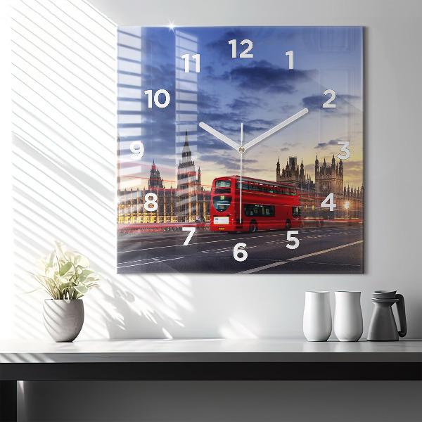 Reloj de pared cuadrado Autobús rojo de Londres