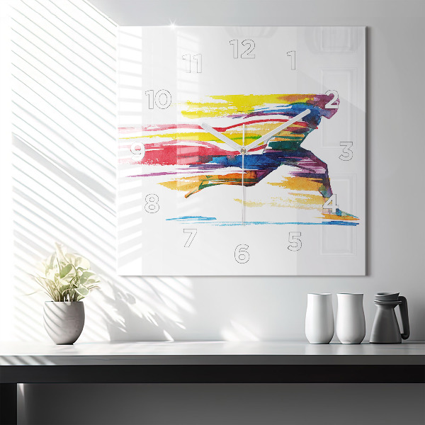 Reloj cuadrado Ilustración de un corredor