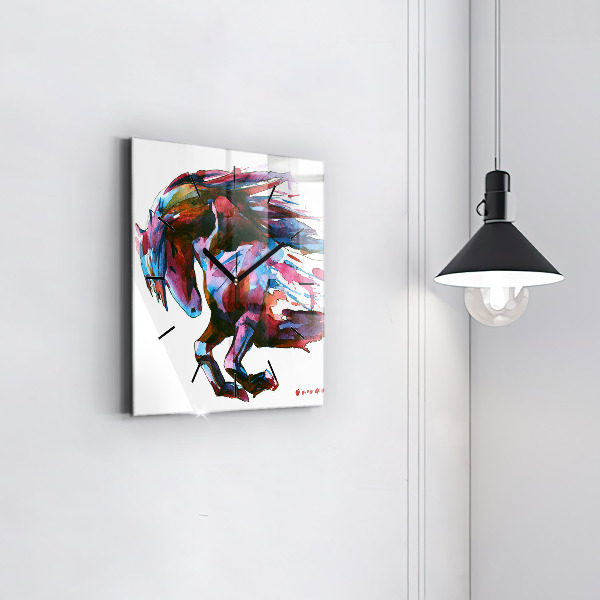 Reloj de pared cuadrado Caballo a la carrera