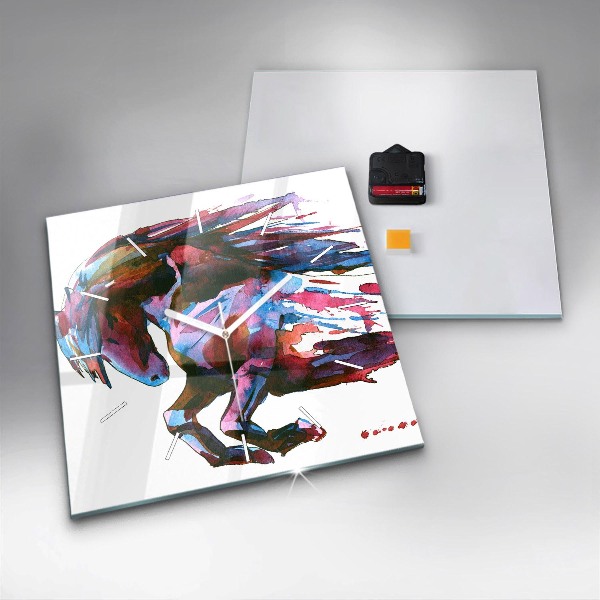 Reloj de pared cuadrado Caballo a la carrera