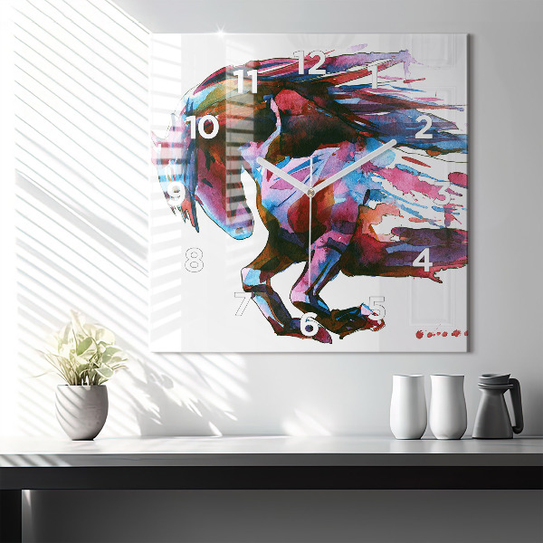 Reloj de pared cuadrado Caballo a la carrera