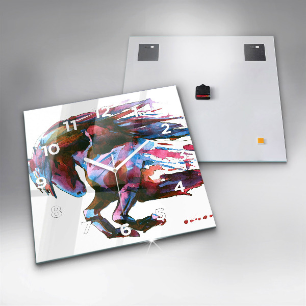 Reloj de pared cuadrado Caballo a la carrera