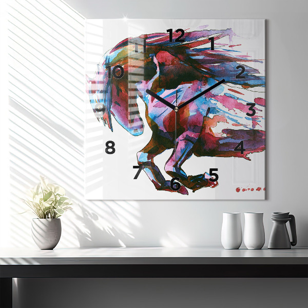 Reloj de pared cuadrado Caballo a la carrera