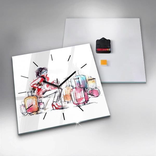 Reloj de pared cuadrado Maleta de viaje de mujer