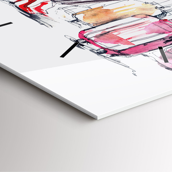 Reloj de pared cuadrado Maleta de viaje de mujer