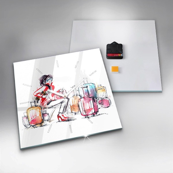 Reloj de pared cuadrado Maleta de viaje de mujer