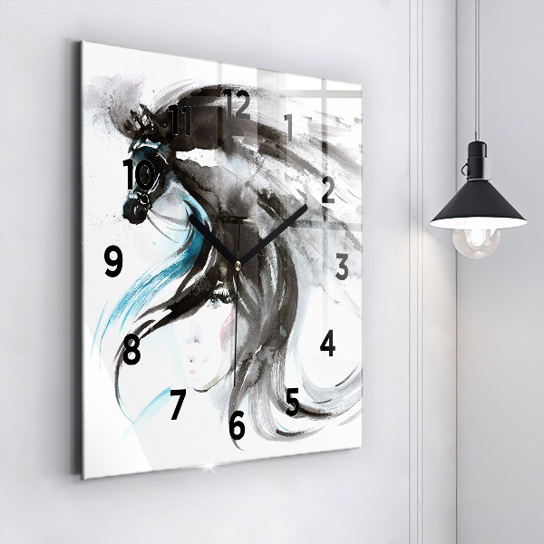 Reloj cuadrado Caballo y mujer abstractos