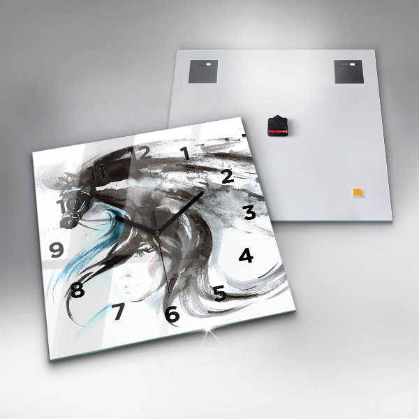 Reloj cuadrado Caballo y mujer abstractos