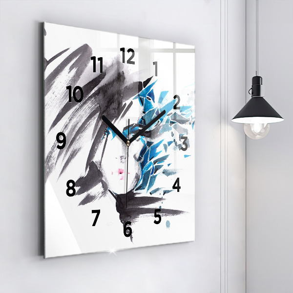Reloj de pared cuadrado Rostro abstracto de mujer