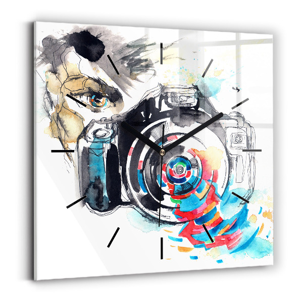 Reloj de pared cuadrado Mujer cámara fotógrafa