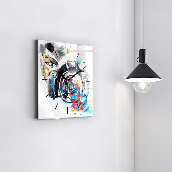 Reloj de pared cuadrado Mujer cámara fotógrafa