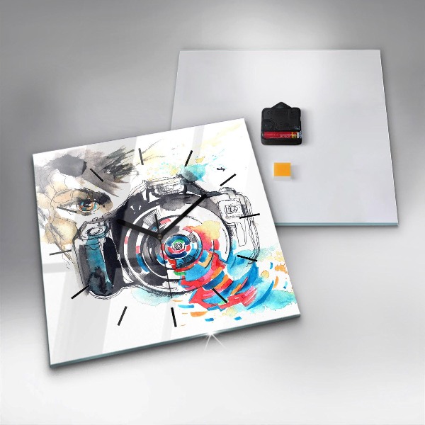 Reloj de pared cuadrado Mujer cámara fotógrafa