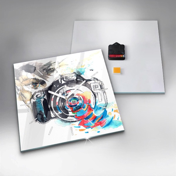 Reloj de pared cuadrado Mujer cámara fotógrafa