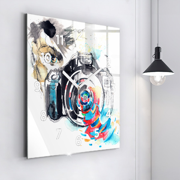 Reloj de pared cuadrado Mujer cámara fotógrafa