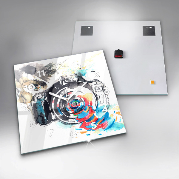 Reloj de pared cuadrado Mujer cámara fotógrafa