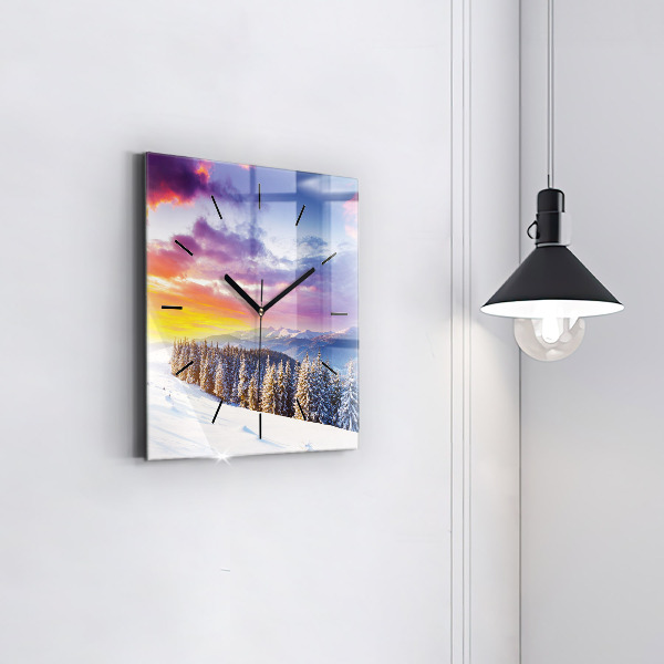 Reloj cuadrado Paisaje invernal de montaña