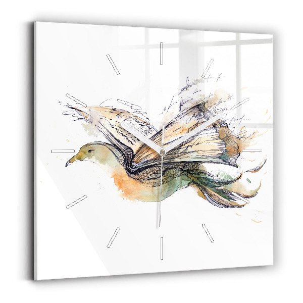Reloj de pared cuadrado Libro de pájaros